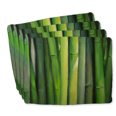 Braided Polyester Placemats Set of 4 - Bamboo Plant Decor