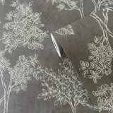 Zen Floral Paper Metallic Wallpaper Roll