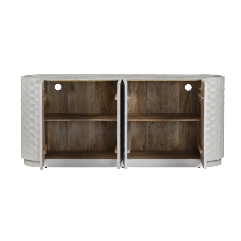 Buffet en bois massif de 76 po de largeur Makassar, Gris