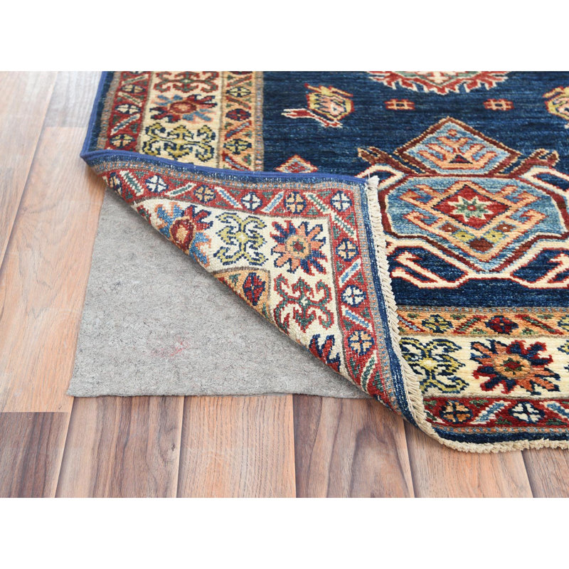 Tapis super Kazak en laine noué à la main bleu prussien 2 pi 10 po x 13 pi 2 po 5D8825CEC005464583AC12D60EC568DA