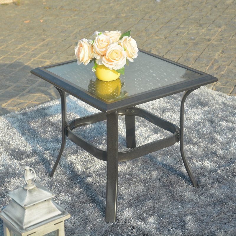 Lexa Patio Side Table With Glass