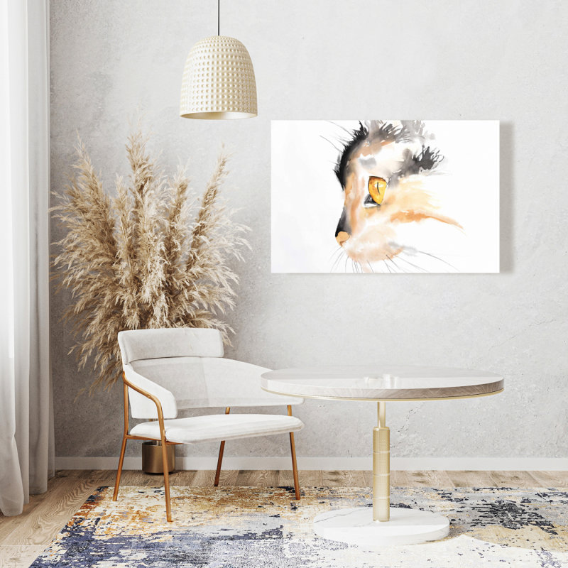 Toile à profil de chat aquarelle | Décoration de salon noire