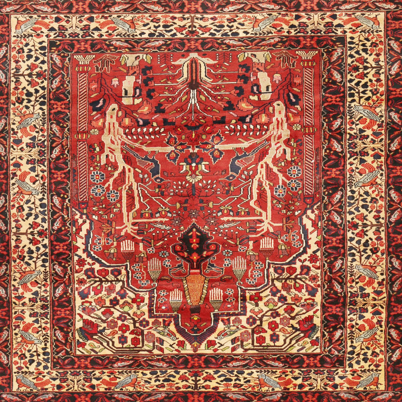 Tapis oriental marron / crème, Rond 8 pi