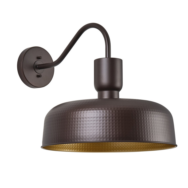 1-Light black gold round dimmable wall lamp, Black/Gold