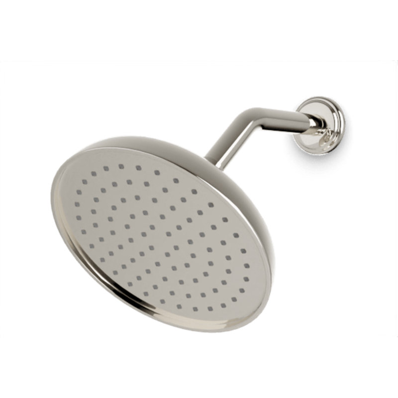 Pomme de douche 8 po avec accoudoir incliné Classic, Nickel poli