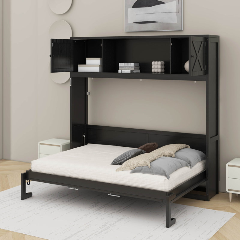 Lit escamotable double avec armoires