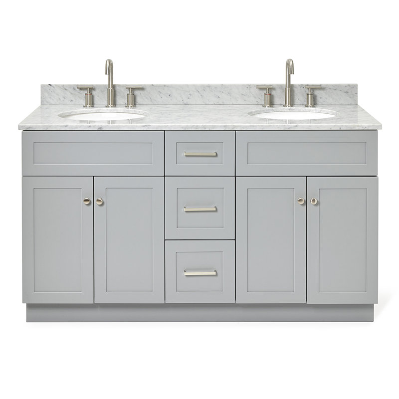 Ensemble de meuble-lavabo double 61 po Partham, Gris