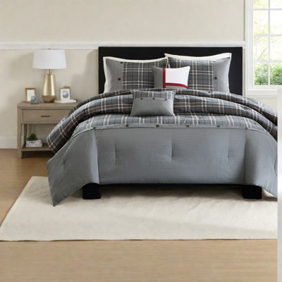 Ensemble de literie simple en polyester antimicrobien, tissu écossais moderne pour la maison