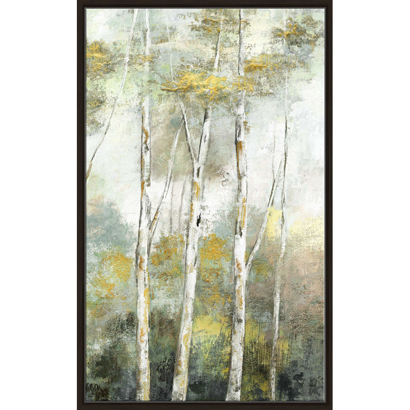 Twinkling Trees - Peinture, L 21,5 po x H 33,5 po, Encadrement brun