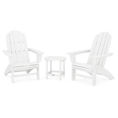 Vineyard 3-Piece Curveback Adirondack Set with South Beach 18"" Side Table -  POLYWOOD®, PWS701-1-WH