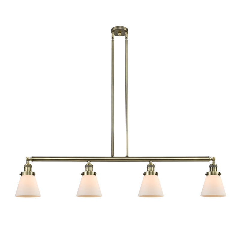 Luminaire suspendu linéaire à 4 lumières pour îlot de cuisine Lemieux, Blanc mat, H 10 po x l 50,88 po x P 6,25 po