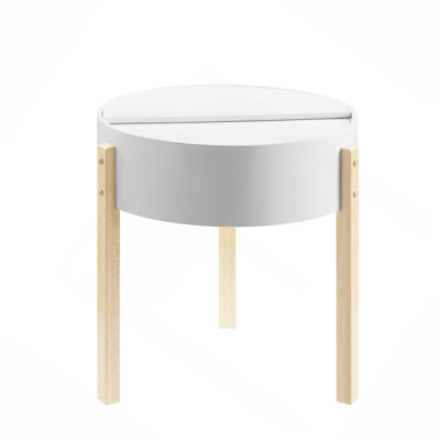 Table de bout ronde blanche et naturelle