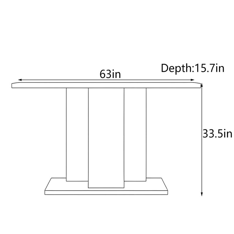 Nouvelle table d'entrée en bois massif de style chinois, H 33,5 po x l 63 po x P 15,7 po