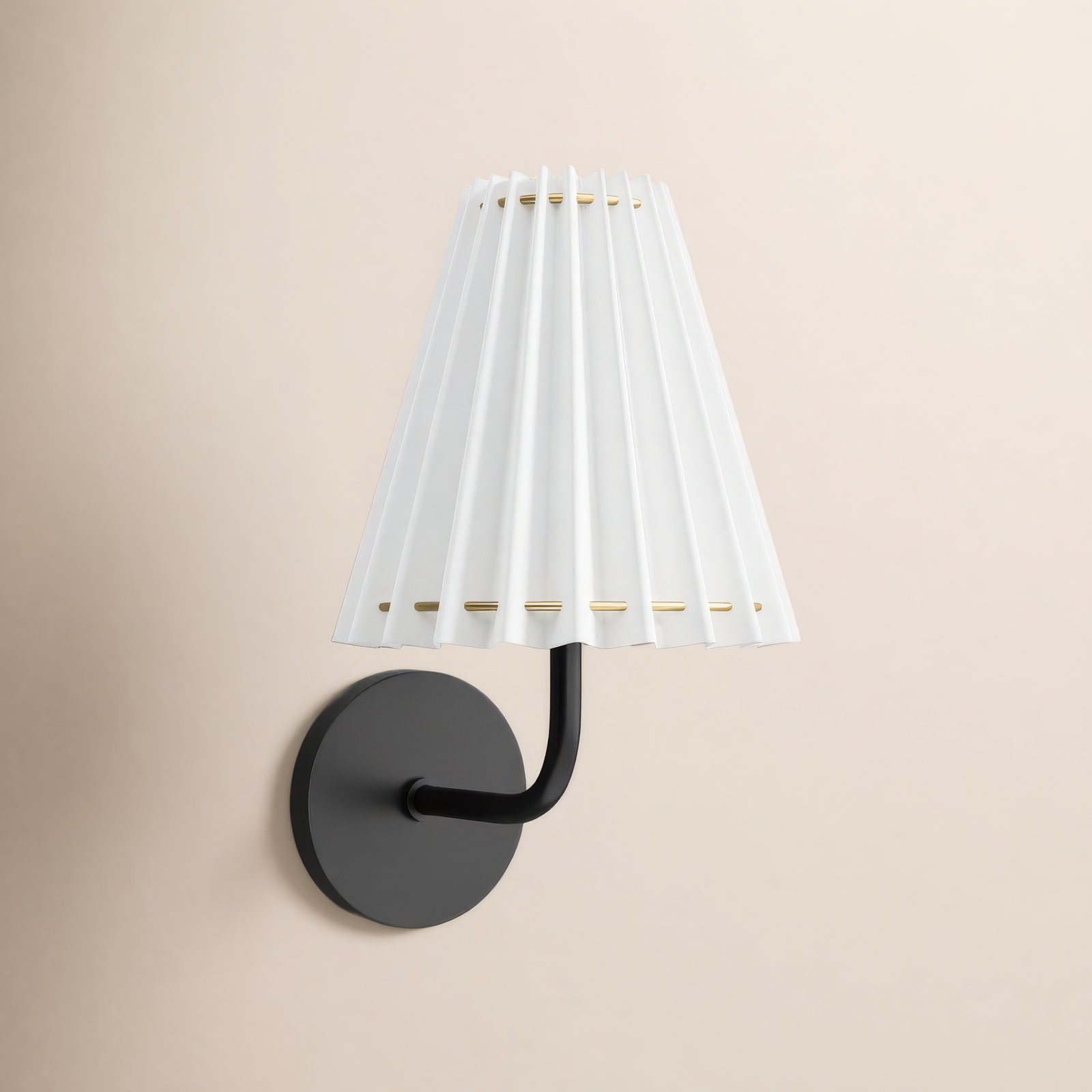 Canto Single Light Dimmable Armed Sconce, Soft Black