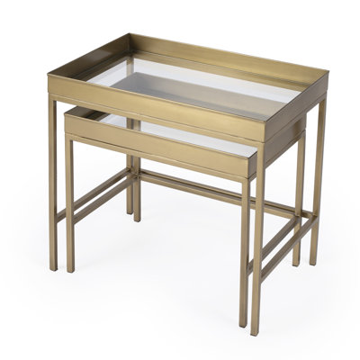 Lenny Gold 2 Piece Glass Nesting Tables