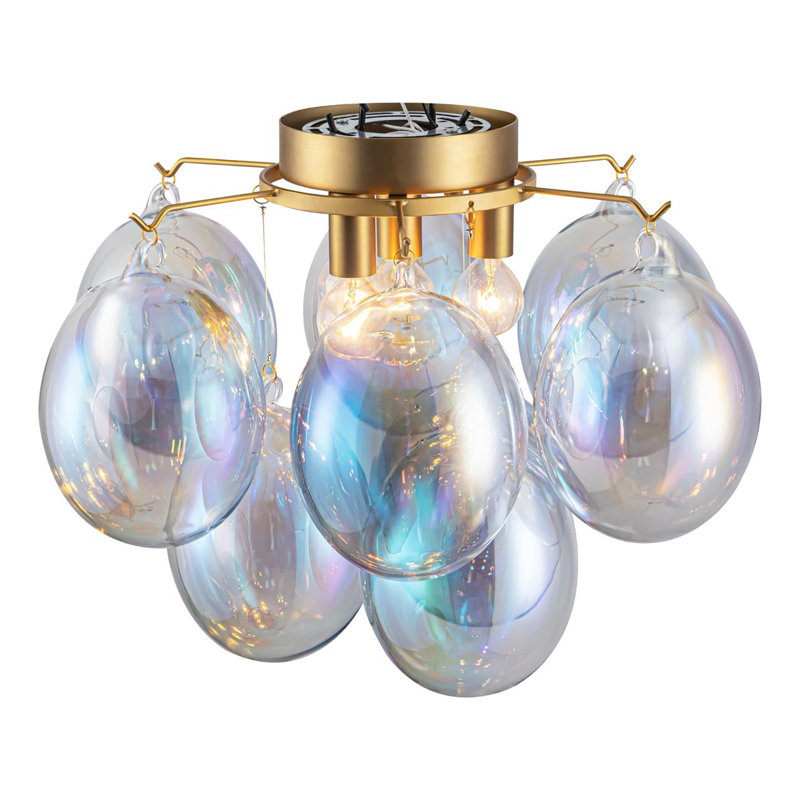 Globo - 4-Light Semi-Flush Mount - Glass/Brass, Iridescent