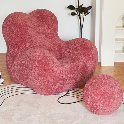 46.46"Pink wool-upholstered compressible sofa