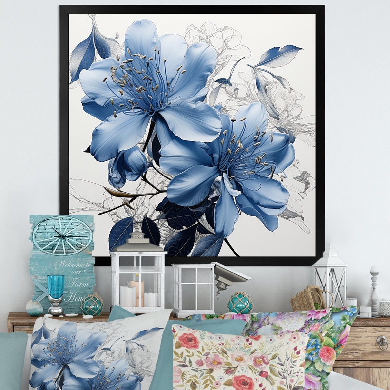 «Full Bloom Rhododendron Bouquet I» sur toile, Cadre simple noir, H 24 po x l 24 po x P 1 po