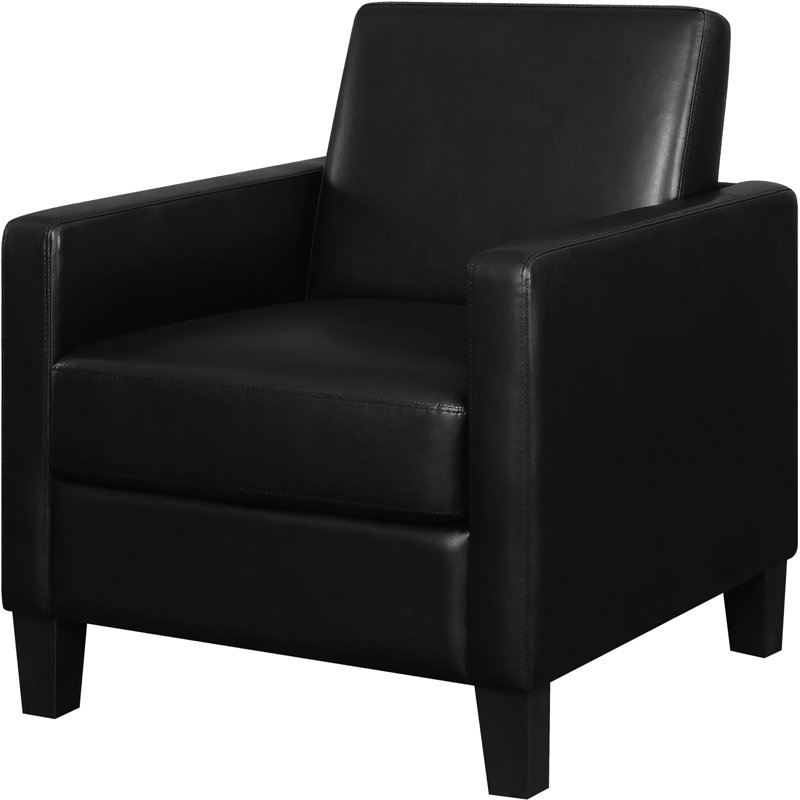 Chaise rembourrée contemporaine noire avec pieds stables et siège rembourré en mousse de style polyvalent et confortable