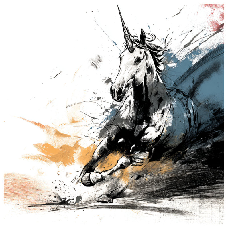 Dynamic Unicorn Illustration Blankets, 50in W x 60in H