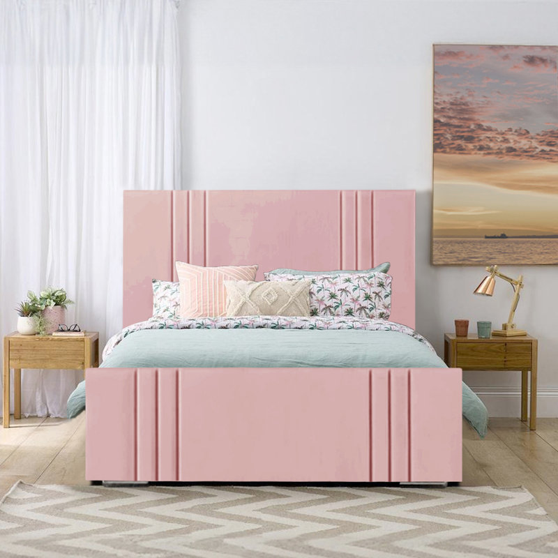 Adelpho Upholstered Bed, Double (4'6), Pink