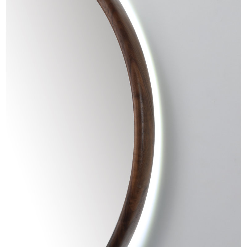 Zen LED Mirror, 29.52" x 29.52", Round, Walnut