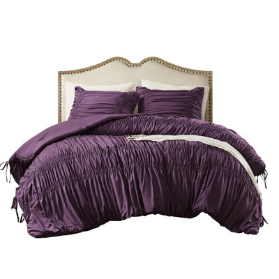 Twin/Twin Xl Comforter In Purple, Featuring Details And Ties, Soft Microfiber Bedding For Year-Round Use, Standard 100 Romantic Style With Lightweight All Seasons, Machine Washable