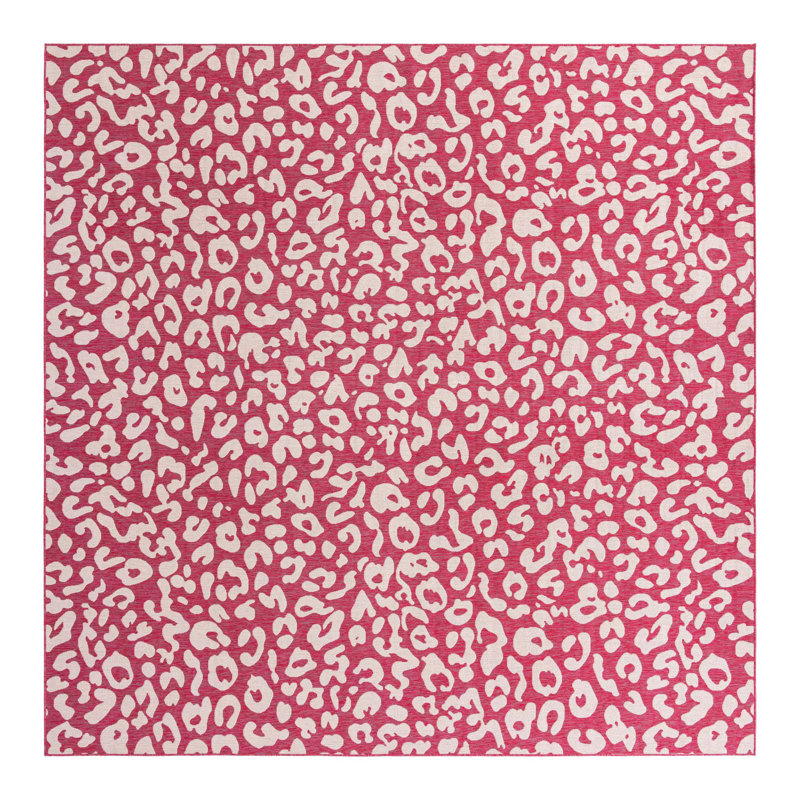 Tapis intérieur / extérieur magenta / ivoire, Carré 13 pi