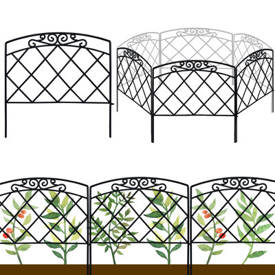 5-Piece 24" x 24"  Iron Decorative Garden Fence PanelSet - Black