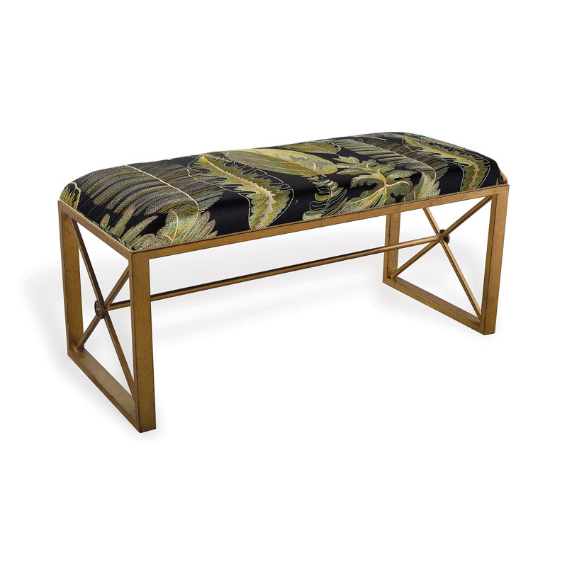 Medallion Cotton Bench, Forest/Antiqued Gold