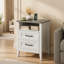 Table de chevet de 17 po de largeur avec station de charge, 2 tiroirs et rangement ouvert-1527681078