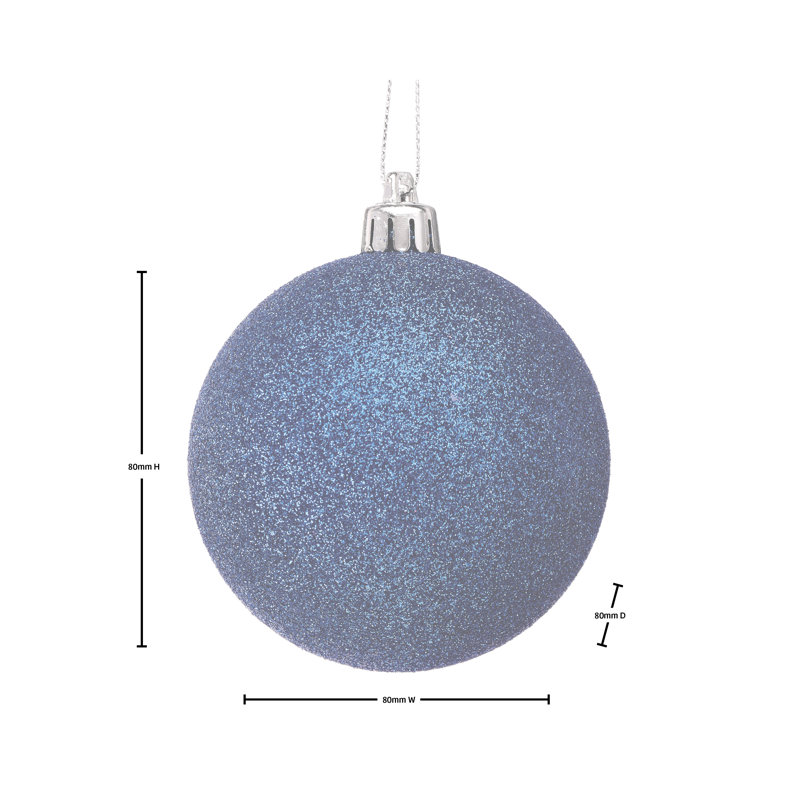 Boule scintillante en plastique incassable de 80 mm , Bleu