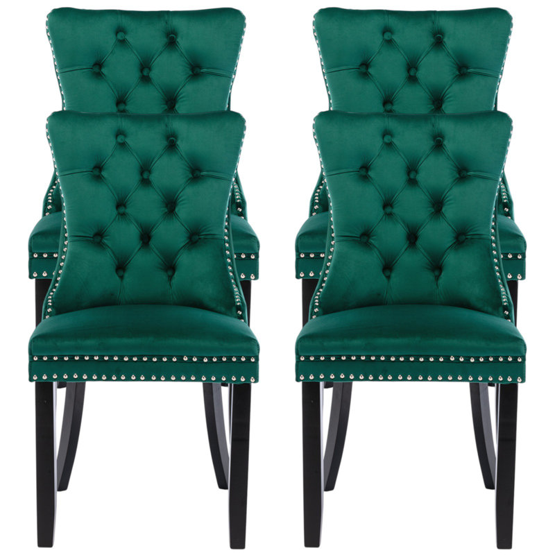 Chaises de salle à manger rembourrées Modern, Vert, Noir
