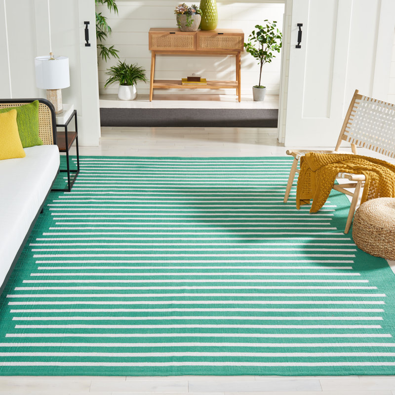 Estie Hand Woven Cotton Striped Rug, Rectangle 4' x 6'