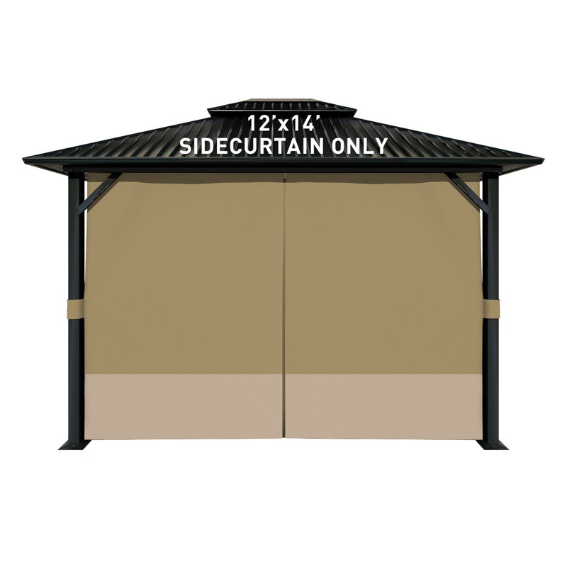 Aoodor Replacement 4-Panel Gazebo Sidewall Curtains, Khaki and Sand Yellow, 82.7" H x 144" W x 168" D