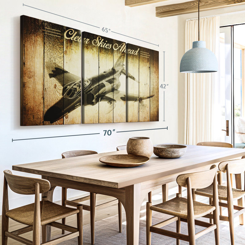 "Avion militaire rustique" sur toile, H 42 po x l 65 po x P 1,25 po