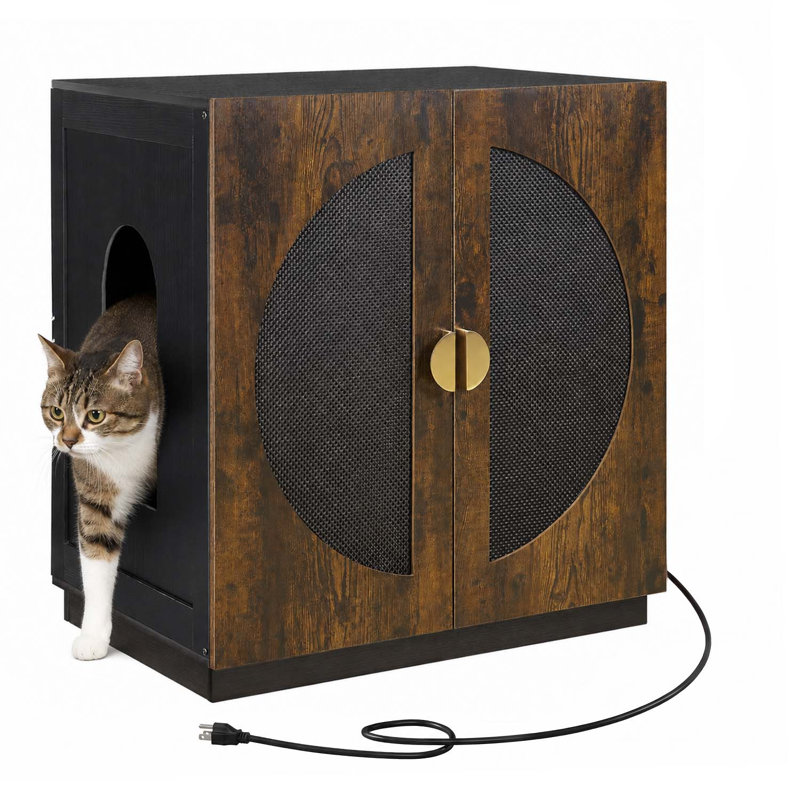 Extra Large Cat Litter Box Enclosure for Self-Cleaning & Automatic Litter Boxes, 33.6" H x 29.4" W x 26.8" D, Rustic Brown