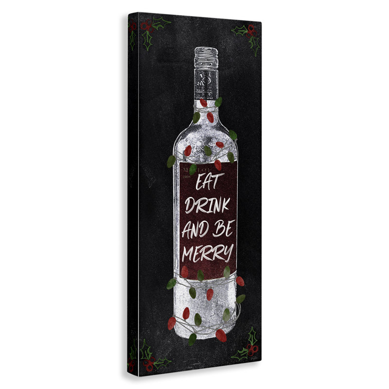 "Eat Drink Be Merry", art mural sur toile par Natalie Carpentieri, H 40 po x l 40 po