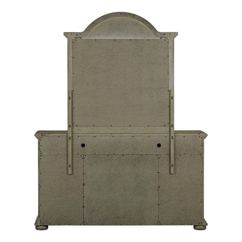 Commode combinée 5 tiroirs avec miroir Alvy, White