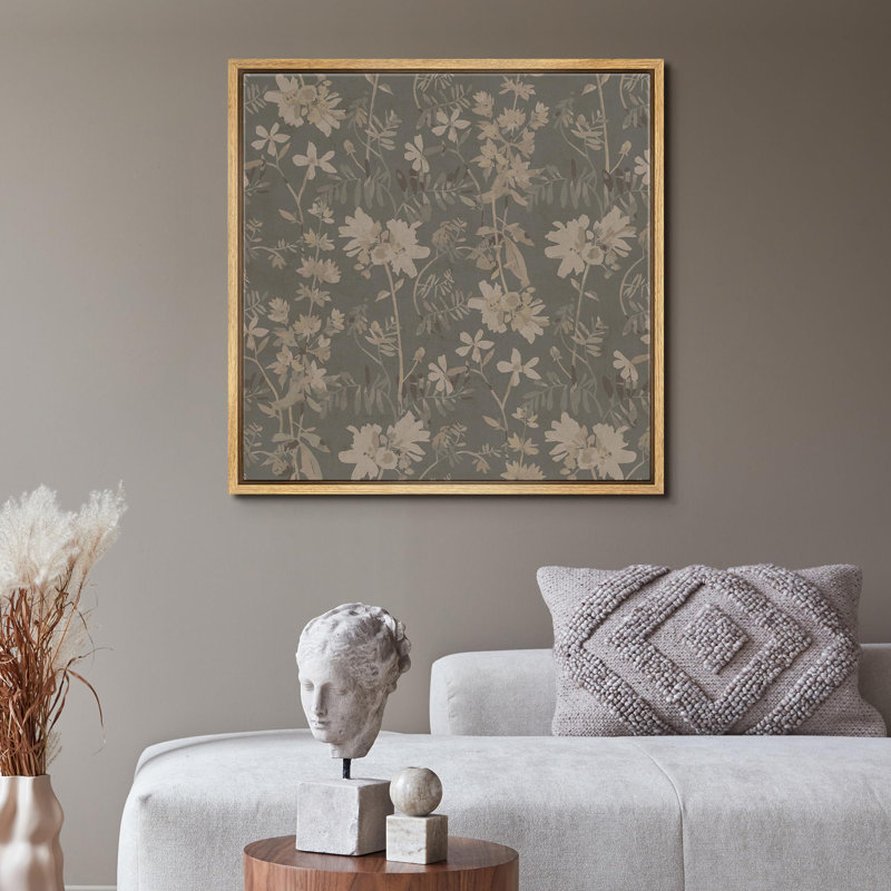 «Vintage Elegant Floral Silhouette Wilderness Illustration Rustic French Country», H 16 po x l 16 po, Naturel