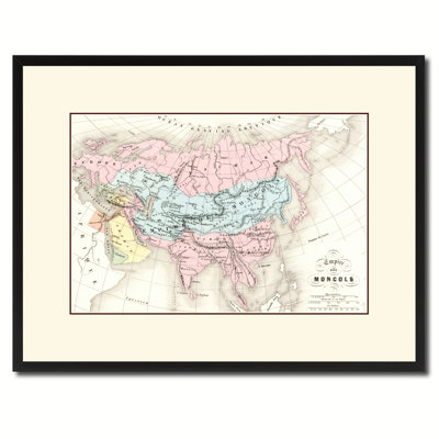 «Mongolian Empire Asia Old», reproduction de carte sur toile avec cadre 16 x 21