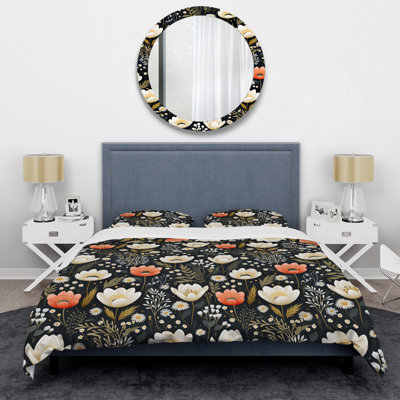 Motif floral Whimsical Bohemian Bliss - Ensemble de housse de couette floral - Polyester en microfibre