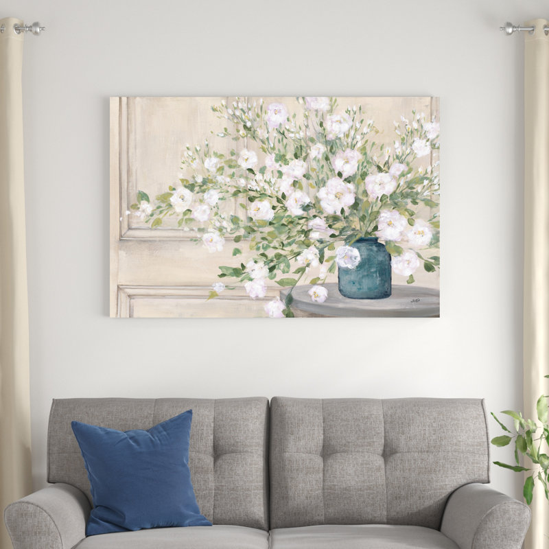 Bouquet blanc, H 32 po x l 48 po x P 1,25 po, Cadre flottant blanc, Non