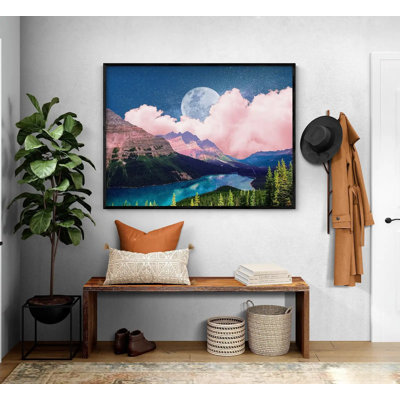 «Abentego Galactic Sky I» par Grace Popp, impression d'affiche de nuages de bonbons en coton, affiche de pleine lune, décor de paysage de nuit rustique