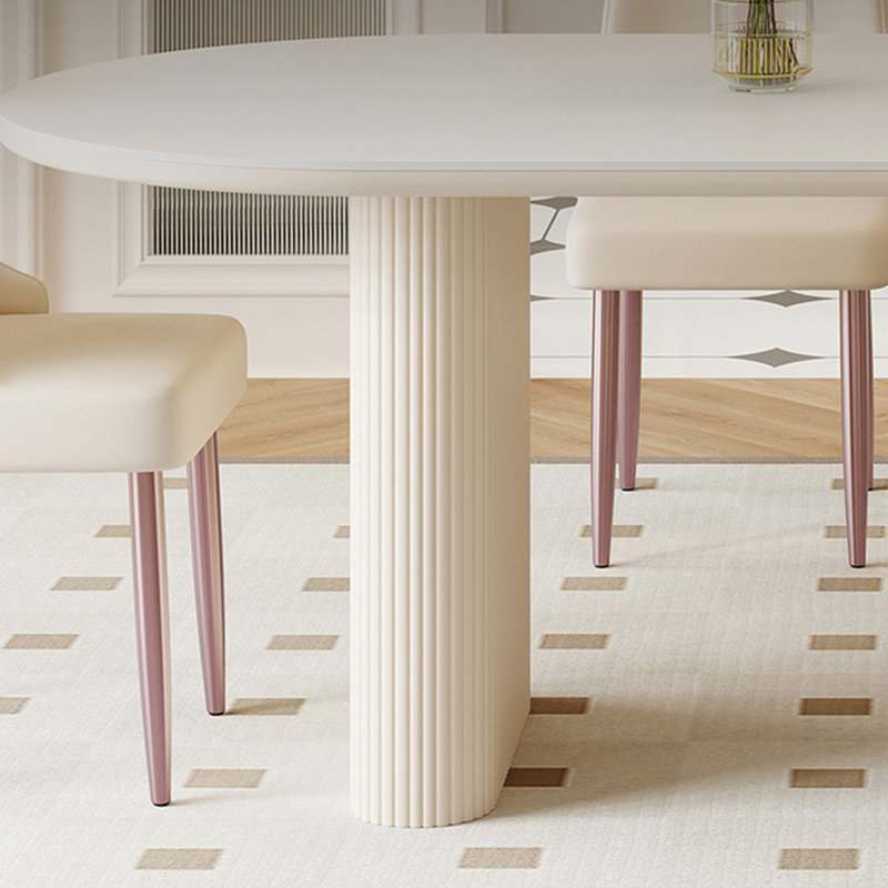 Table et chaises ovales pour la maison, Blanc, H 29,92 po x L 62,99 po x l 31,49 po
