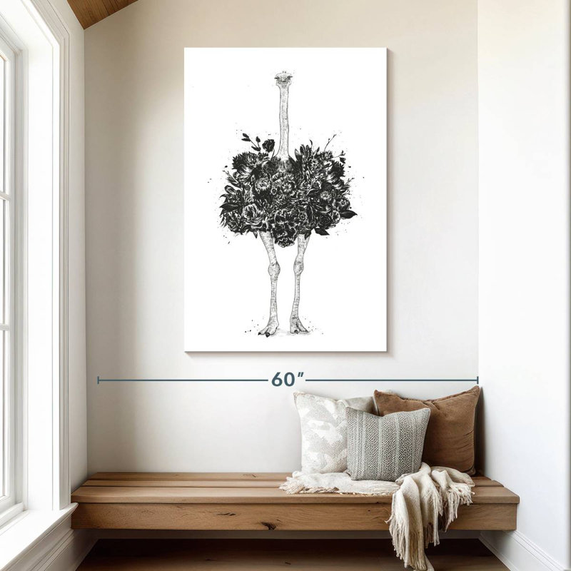 Brampt Floral Ostrich, 48" H x 32" W