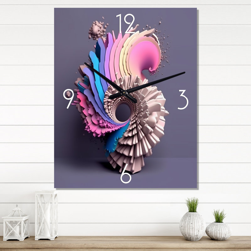 Horloge murale 3D Fractal Universe III - Fractals, H 32 po x l 16 po x P 1 po