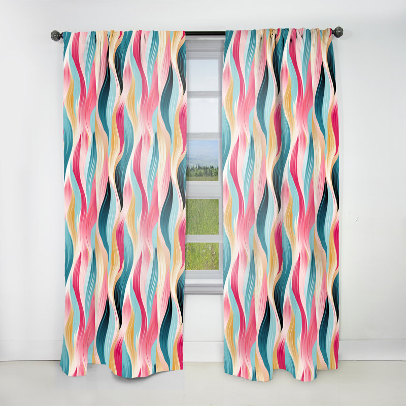 Motif à rayures bleues et roses - Rideau rayé - Rideau rayé obscurcissant - 1 panneau, L 52 po x L 95 po