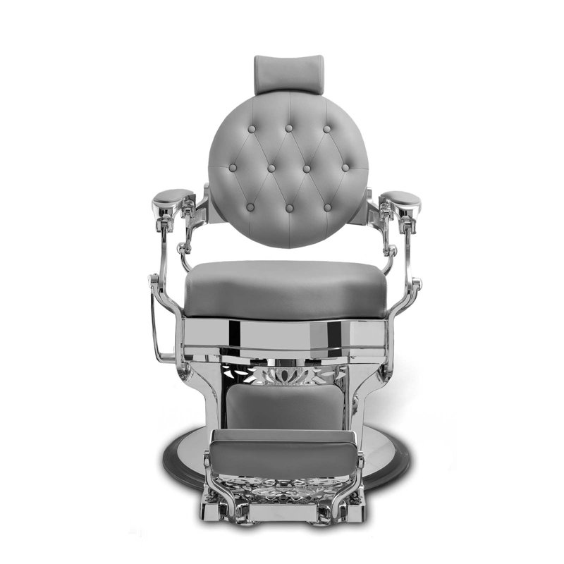 Fauteuil de coiffeur inclinable en similicuir Heledd, Chorme, Similicuir gris