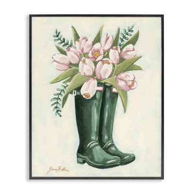 Tulips in Rain Boots Framed Giclee, design by Sara Baker